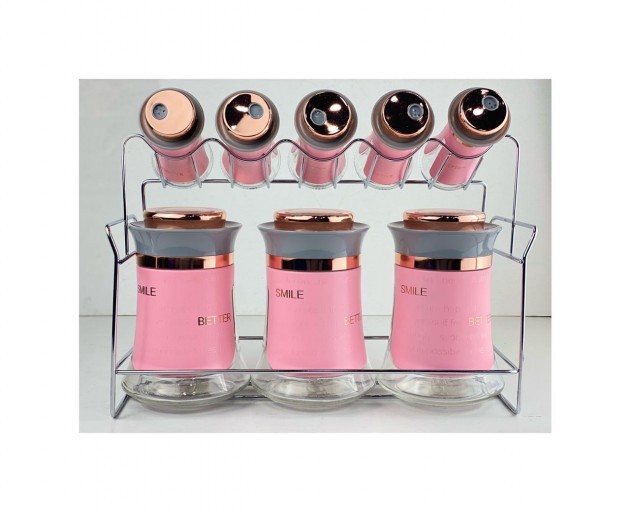 Spices set 9 pieces pink LETTERS