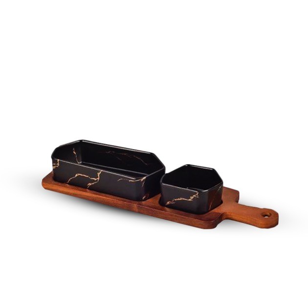 Andalus Susira for sauce and mayonnaise 2 Pieces With Wooden Tray