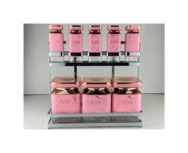 Spices set 9 pieces Pink Marble